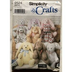 OOP Simplicity 9524 Elaine Heigl 2 Piece Pattern 14 in Stuffed Dog Rabbit Bear